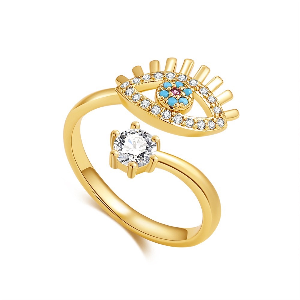 Ring Evil Eye Adjustable Gold Plated Woman’s
